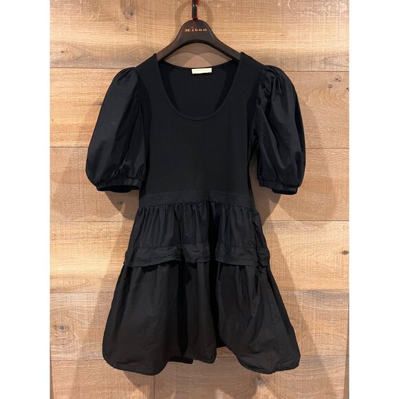 NEW ULLA JOHNSON Tilda BLACK Mixed Media Mini dress SIZE L - Picture 4 of 9